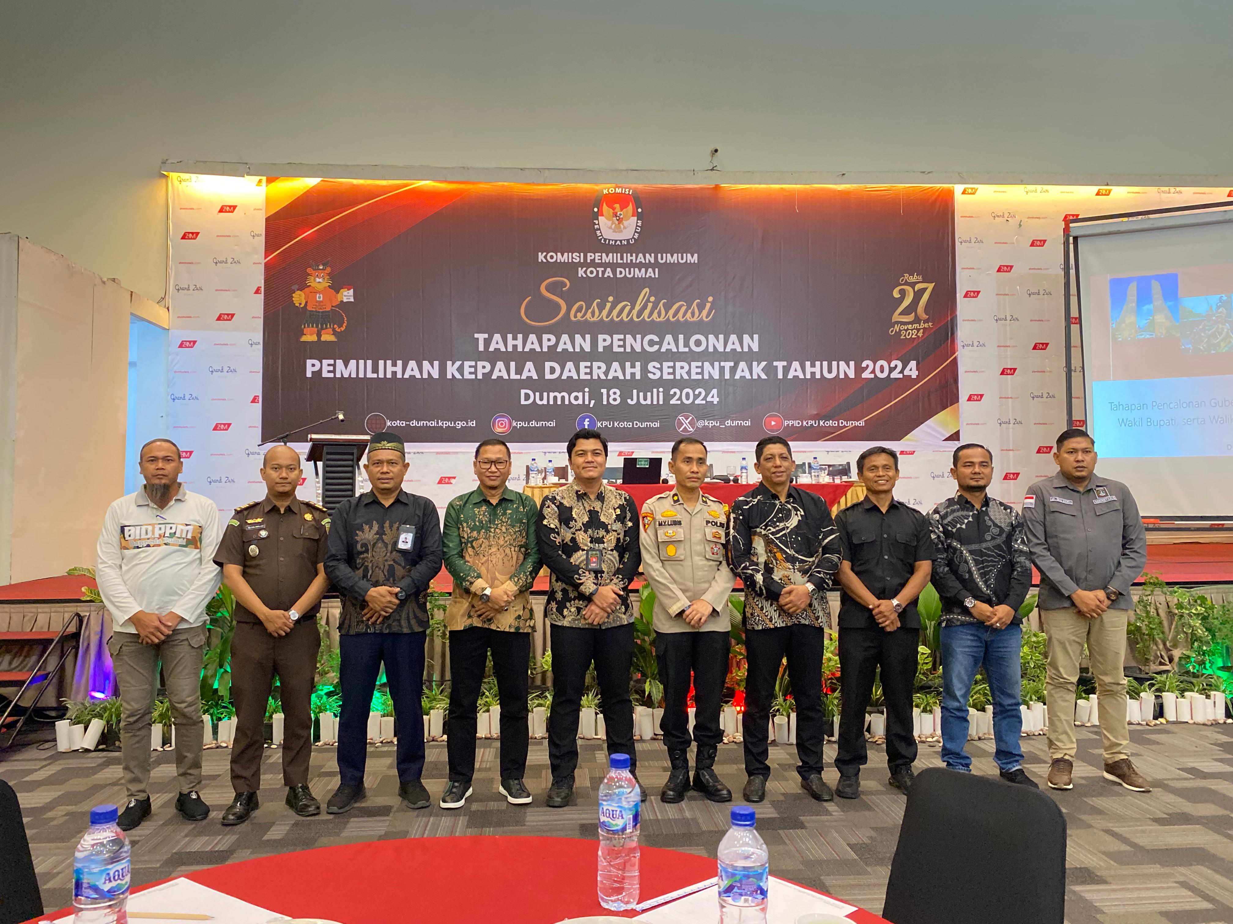 Bawaslu Kota Dumai Hadiri Sosialisasi Tahapan Pencalonan Walikota dan Wakil Walikota Dumai Pada Pemilihan Serentak Tahun 2024